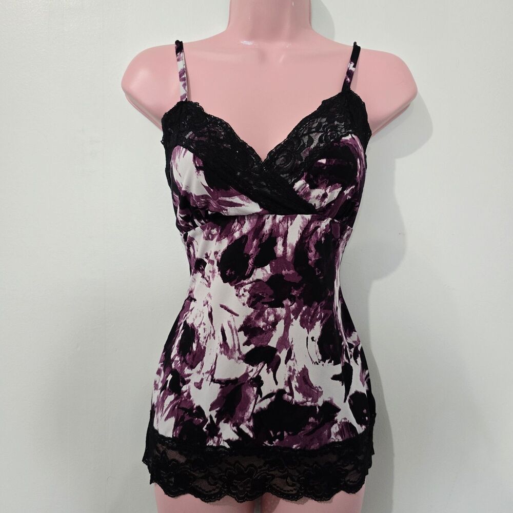 Vintage Y2K - Studio Y - Size XS - Cami Lace Rose Floral Sweetheart - Purple